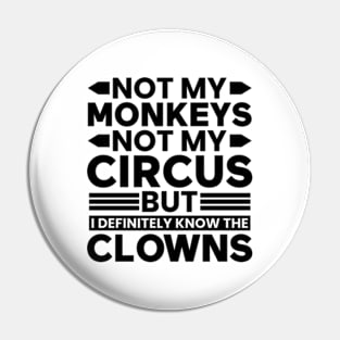 Not my Circus not my Monkeys But I Definitely know the Clowns Pin