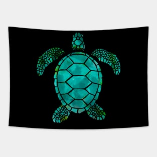 Teal and Yellow Sea Turtle Tapestry