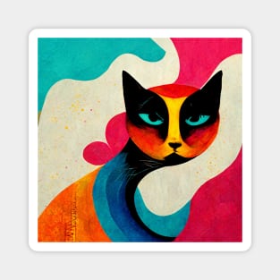 Abstract Cat Magnet