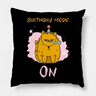 Birthday Mode On Birthday Cat Pillow