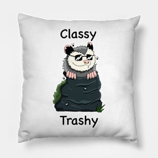 Classy Trashy opossum in trash bag Pillow
