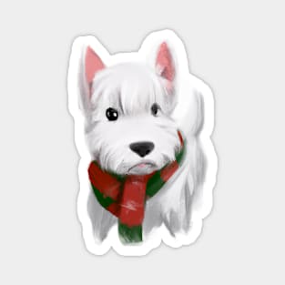 Cute West Highland White Terrier Drawing Magnet