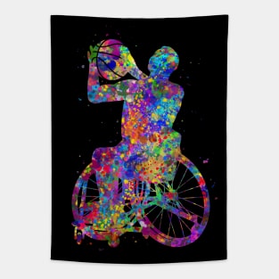 Wheelchair basketball watercolor Tapestry