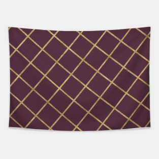Maroon and Gold Checkered Pattern Tapestry