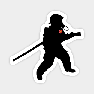 Firefighter Fire Rescue Silhouette Fire Hero Thin Red Line Magnet