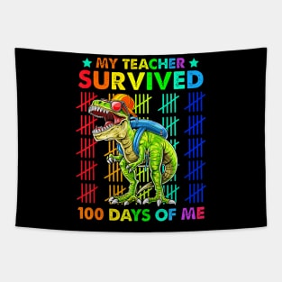 My Teacher Survived 100 Days Of Me Dinosaur Trex Boys Kids Tapestry