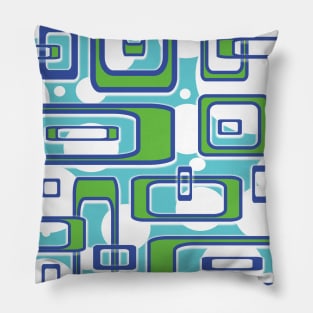 Geometric Shapes in Blue and Green Pillow