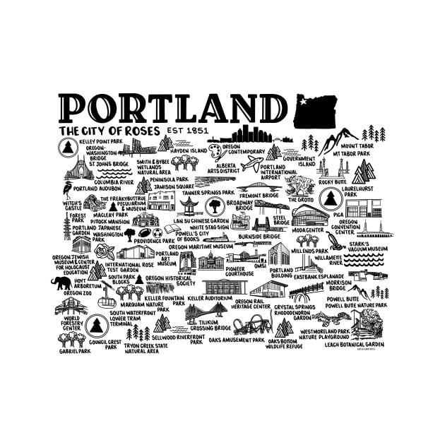 Portland Oregon Map by fiberandgloss