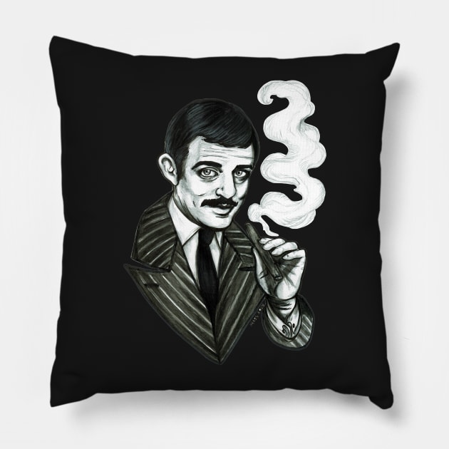 Gomez Addams Pillow by The Art of Megan Mars