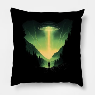 Green UFO, Forest Abduction Pillow