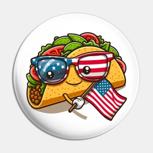 Tacos holding an American flag design Pin