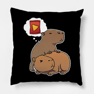 Capybara hungry for Corn Chips Pillow