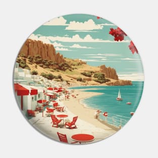 Lindos Beach Greece Tourism Vintage Travel Poster Pin