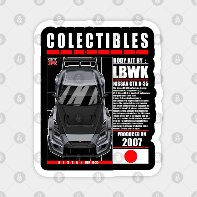 JDM LBWK  NISSAN GTR R-35 METALIC SILVER Magnet by HFP_ARTWORK