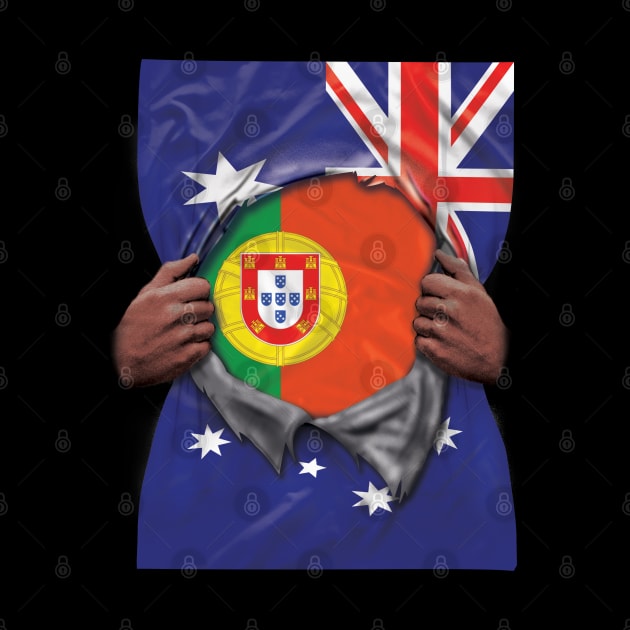 Portugal Flag Australian Flag Ripped - Gift for Portuguese From Portugal by Country Flags