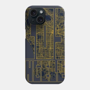 Los Angeles, USA City Map Typography - Gold Art Deco Phone Case