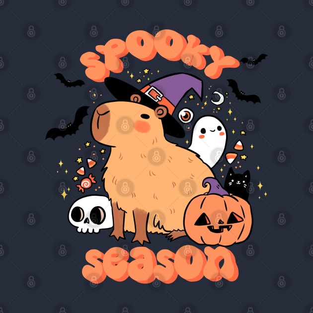 Spooky season  a cute capybara ready for halloween by Yarafantasyart