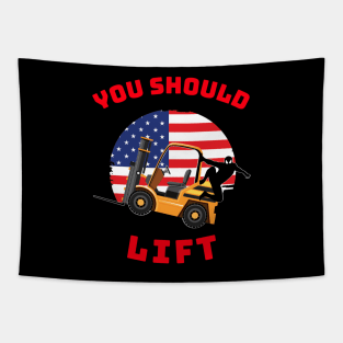 Forklift Ninja, You Should Lift GR Forklift Shirt Tapestry