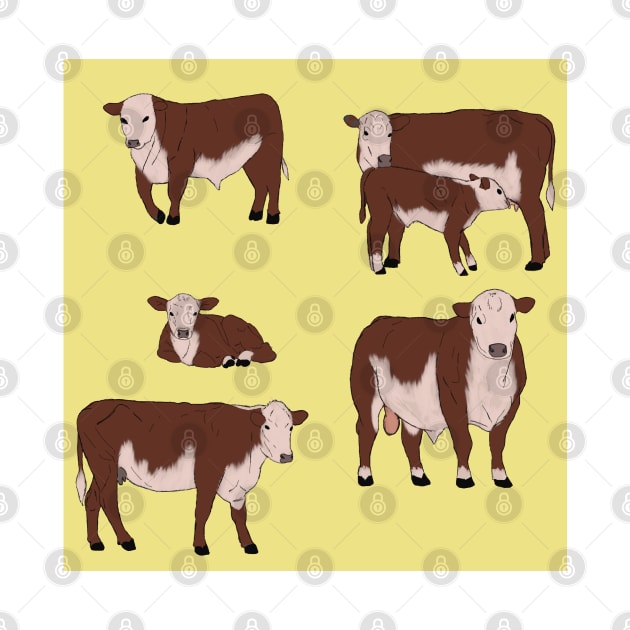 Hereford Cattle Pattern Yellow by TrapperWeasel