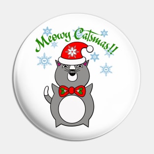 Funny Christmas Cat Meowy Catsmouse Pin