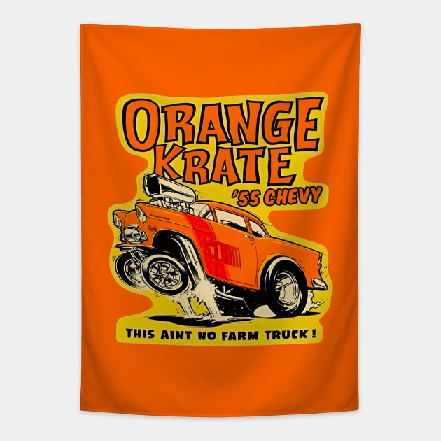 Orange Crate '55 Chevy Gasser Tapestry by retropetrol