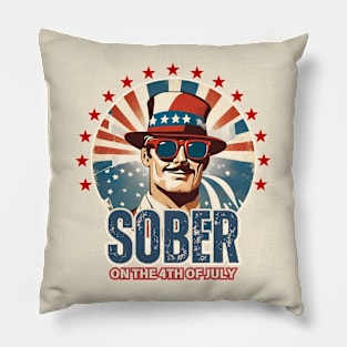 Sober On The 4th Of July Vintage American Flag Pillow