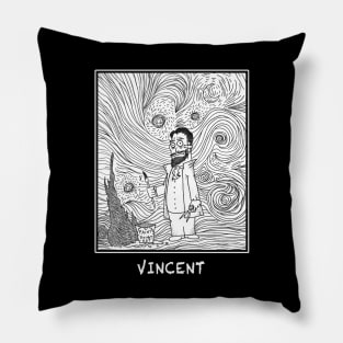 Vincent van Gogh B&W Starry Night Pillow