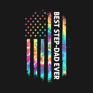 Best Step-dad Ever Tie Dye USA Flag Mother's Father's Day T-Shirt