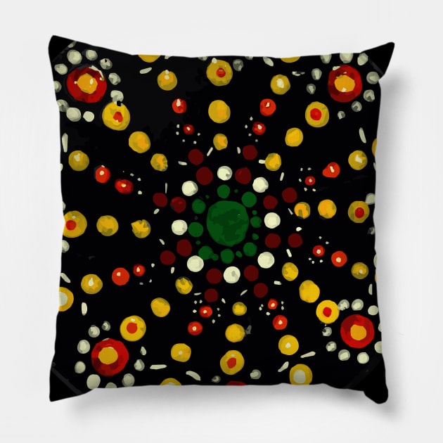 Dot Mandala - Painted by hand_Hand drawn Pillow by Tilila