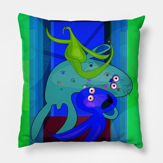 Playful Refugees Pillow by momomoma