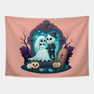 Cute Ghost Couple Tapestry