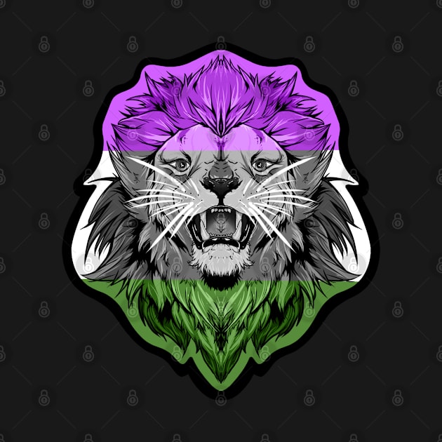 illustrated LION PRIDE series (gender queer pride flag) by illustratelaw