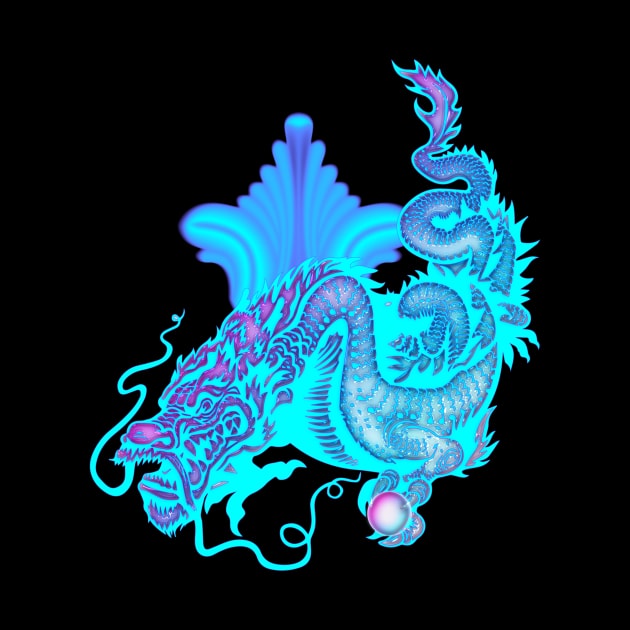 Blue glowing chinese dragon by Nicky2342