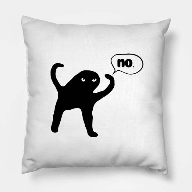 Black-Cat-Says-No Pillow by Junalben Mamaril