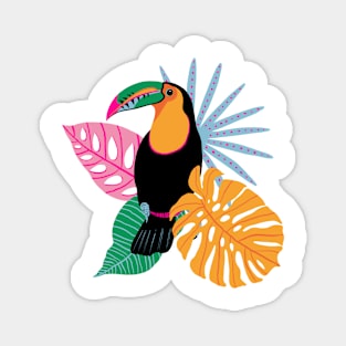 Toucan with Tropical Leaves Magnet