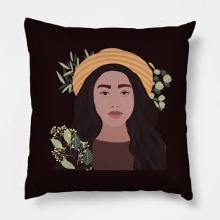 Asian beauty woman minimal art Pillow