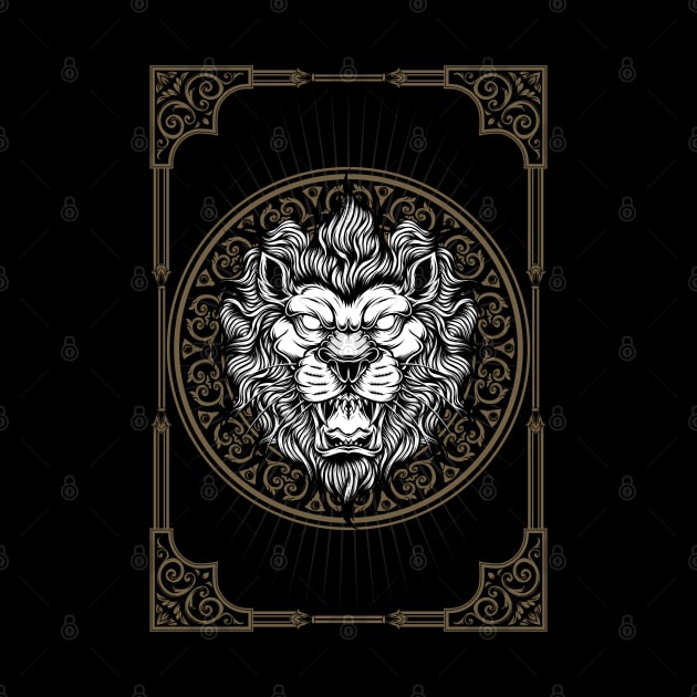 Lion Head With Classic Frame Ornaments by YulsArtwork