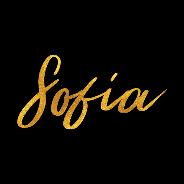 Sofia Name Hand Lettering in Faux Gold Letters by Pixel On Fire