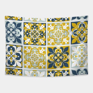 Blue Portuguese Tiles Pattern Tapestry