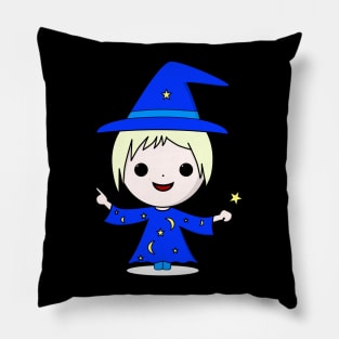 Cute Kawaii wizard with a magic wand Pillow