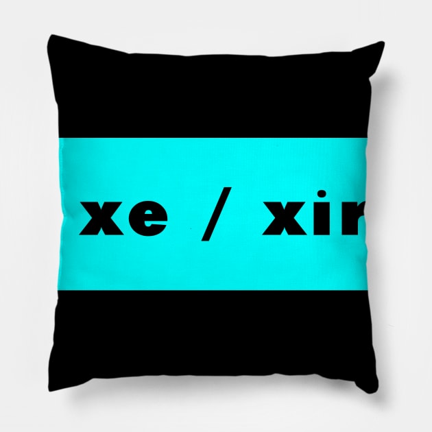 xe / xir - cyan Pillow by banditotees