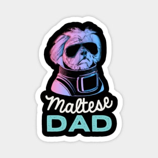 Maltese Dad Synthwave Dog Owner Retro Dog Father Magnet