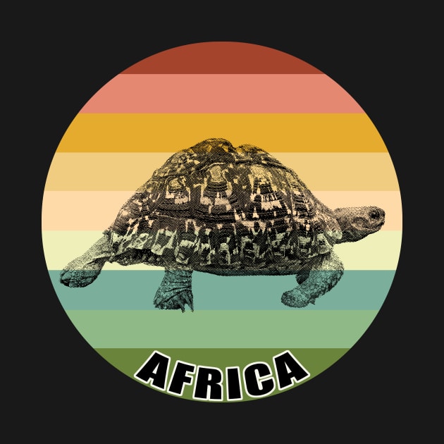 Leopard Tortoise on Vintage Retro Africa Sunset by scotch