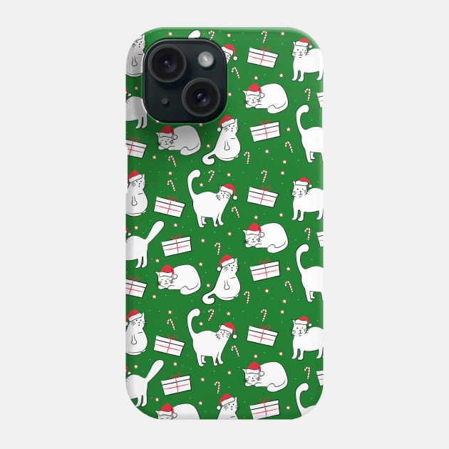 Fat Cats in Santa Hats Christmas Pattern Phone Case by HungryDinoDesign