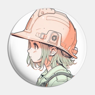 Construction Worker Girl Original Illustration in Anime Style Pin