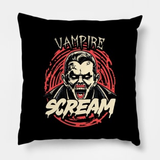 Vintage Halloween Vampire Scream Pillow