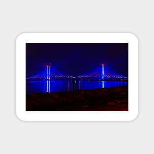 Indian River Bridge Night Expressionism Magnet