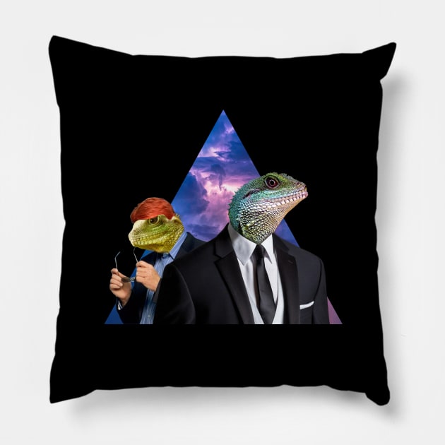 Reptillians Pillow by Weird Science Pod