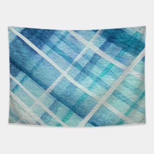 Blue Ombre Plaid Tapestry