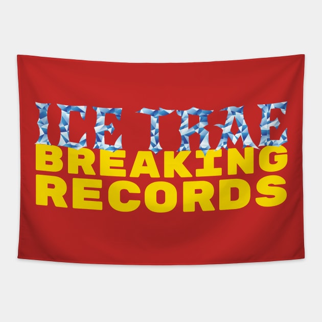 Trae Young Ice Trae Breaking Records Tapestry by TheBasketballFranchise